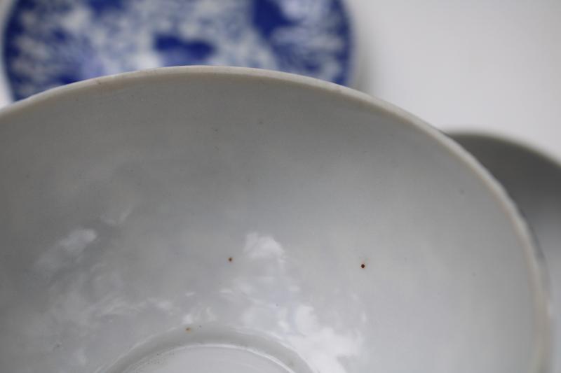 photo of vintage Made in Japan blue & white china cups and saucers, flying turkey phoenix ware #6