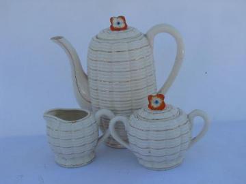 catalog photo of vintage Made in Japan china tea or coffee set, teapot, cream pitcher & sugar