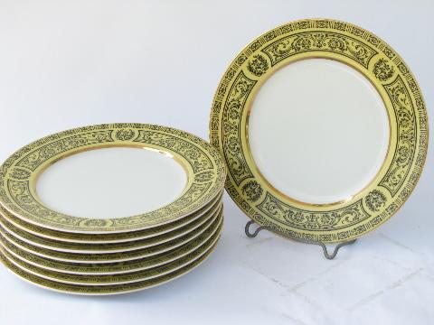 photo of vintage Made in Japan fine china, 8 Golden Damask bread & butter plates #1