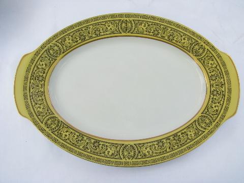 photo of vintage Made in Japan fine china, Golden Damask oval vegetable bowl & platter #2