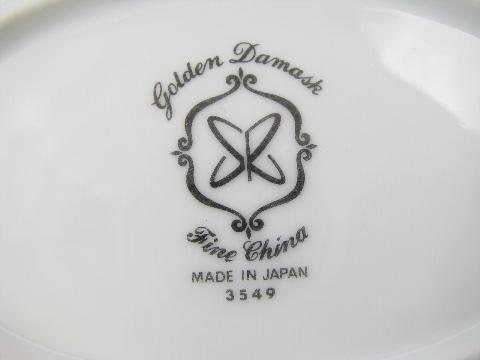 photo of vintage Made in Japan fine china, Golden Damask oval vegetable bowl & platter #4