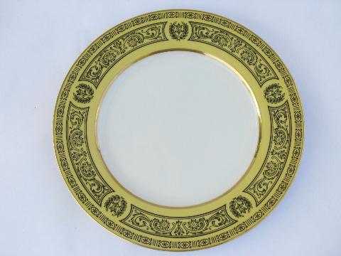 photo of vintage Made in Japan fine china, Golden Damask yellow/black salad plates #2