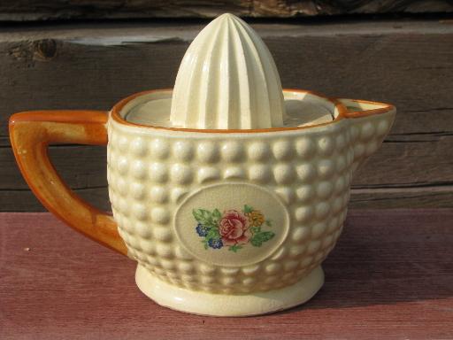 photo of vintage Made in Japan kitchenware, ceramic lemon reamer and juicer pitcher #2