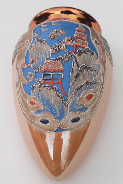 photo of vintage Made in Japan porcelain wall pocket vase, dragonware style hand painted moriage #9