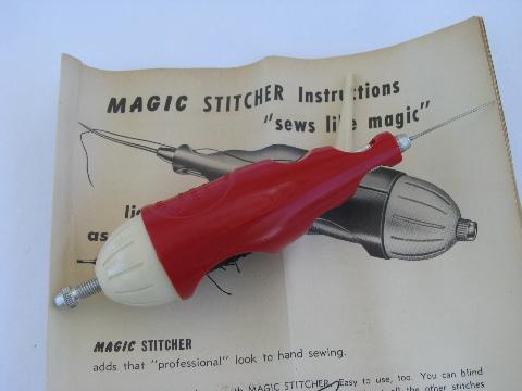 photo of vintage Magic Stitcher hand sewing awl / tailoring tool w/instructions #1