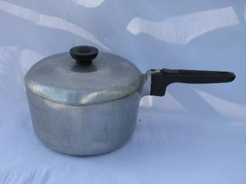 photo of vintage Magnalite aluminum cookware, Wagner Ware pots & pans set #3