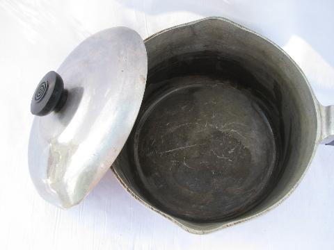 photo of vintage Magnalite aluminum cookware, Wagner Ware pots & pans set #4