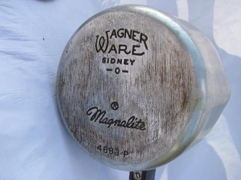 photo of vintage Magnalite aluminum cookware, Wagner Ware pots & pans set #5