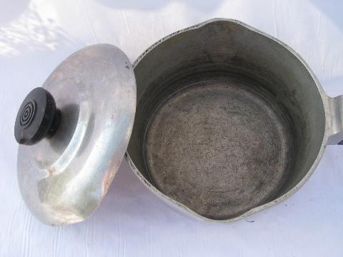 photo of vintage Magnalite aluminum cookware, Wagner Ware pots & pans set #10