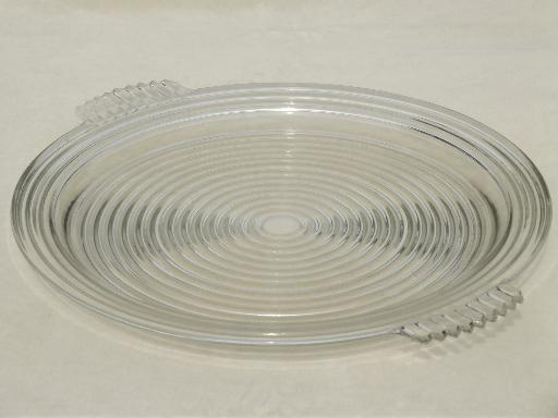 photo of vintage Manhattan / Park Avenue ribbed glass serving tray w/ handles #5