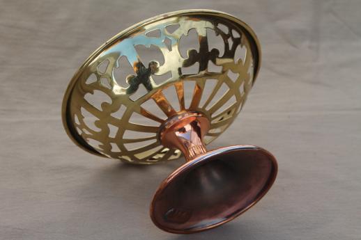 photo of vintage Manning Bowman brass and copper metal art compote bowl stand #3