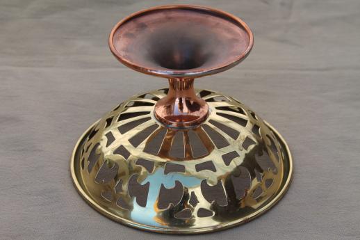 photo of vintage Manning Bowman brass and copper metal art compote bowl stand #4