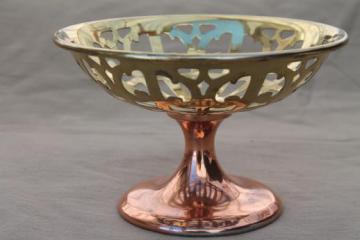 catalog photo of vintage Manning Bowman brass and copper metal art compote bowl stand