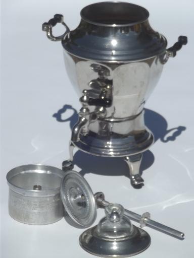 photo of vintage Manning-Bowman chrome coffee set, electric coffee pot samovar #9