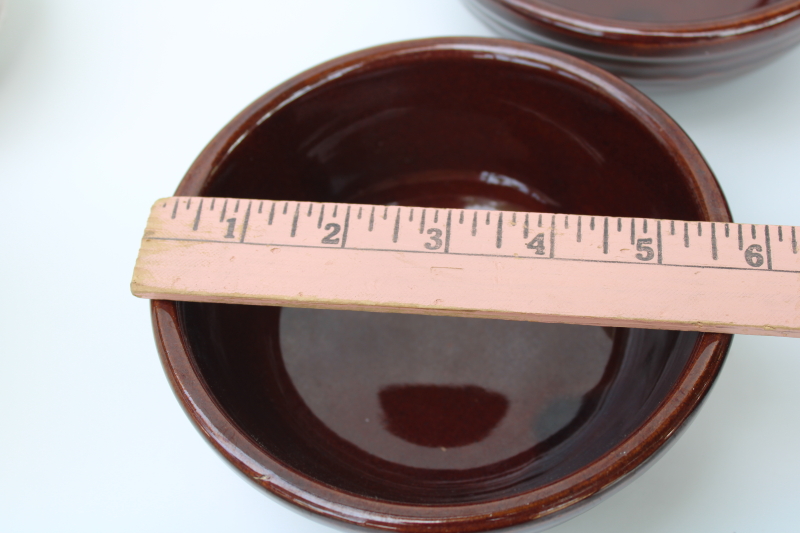 photo of vintage Marcrest brown glaze stoneware cereal, soup or chili bowls, daisy dot pattern  #2