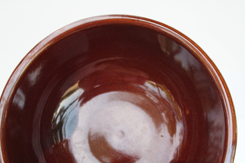 photo of vintage Marcrest brown glaze stoneware cereal, soup or chili bowls, daisy dot pattern  #8