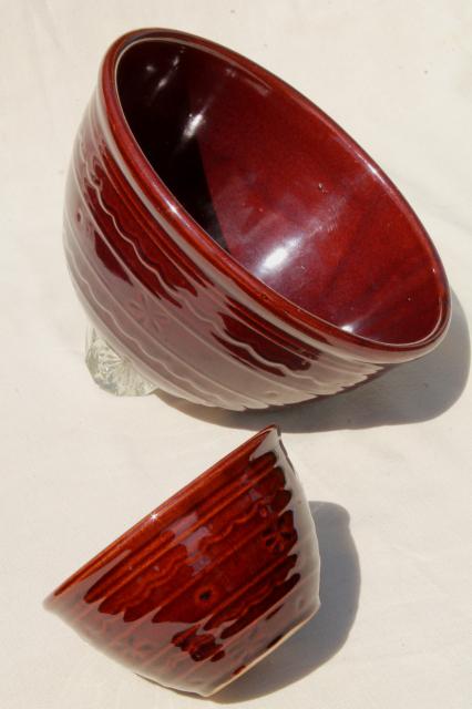 photo of vintage Marcrest daisy dot brown glaze stoneware pottery chip & dip serving bowls set #8