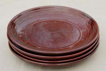 catalog photo of vintage Marcrest daisy dot stoneware pottery dinner plates set of four