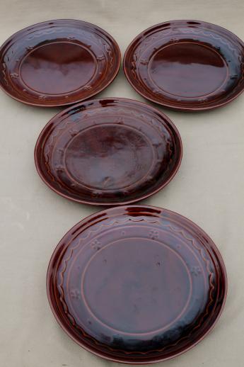 photo of vintage Marcrest daisy dot stoneware pottery dinner plates set of four #3