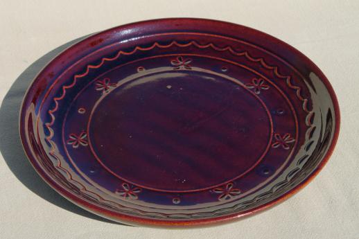 photo of vintage Marcrest daisy-dot brown stoneware pottery chop plate / serving platter #1