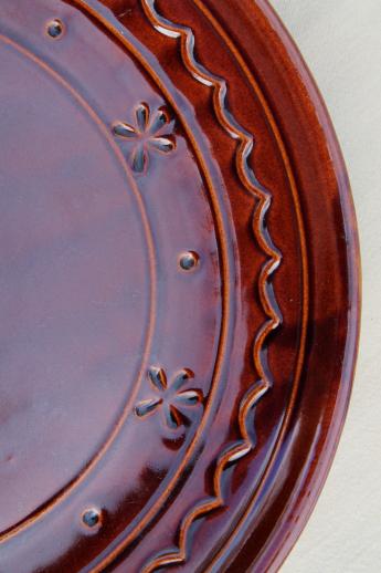 photo of vintage Marcrest daisy-dot brown stoneware pottery chop plate / serving platter #4