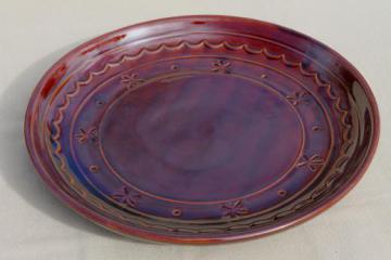 catalog photo of vintage Marcrest daisy-dot brown stoneware pottery chop plate / serving platter