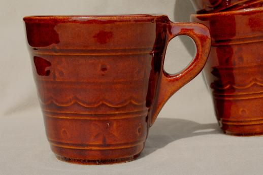 photo of vintage Marcrest stoneware daisy dot coffee cups, set of four mugs #2