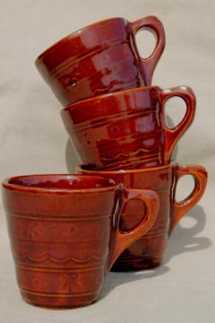 catalog photo of vintage Marcrest stoneware daisy dot coffee cups, set of four mugs