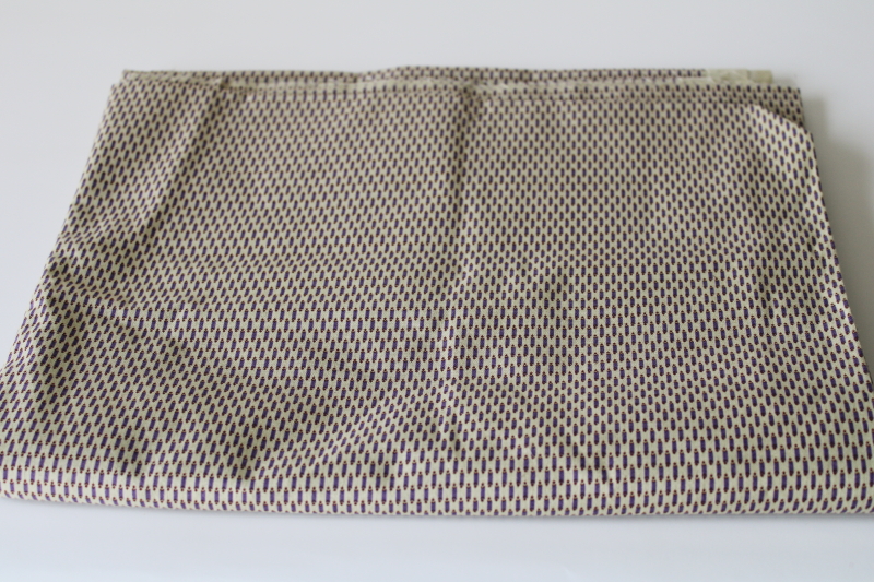 photo of vintage Marcus Bros cotton fabric, quilting weight tiny print purple & brown on tan  #1