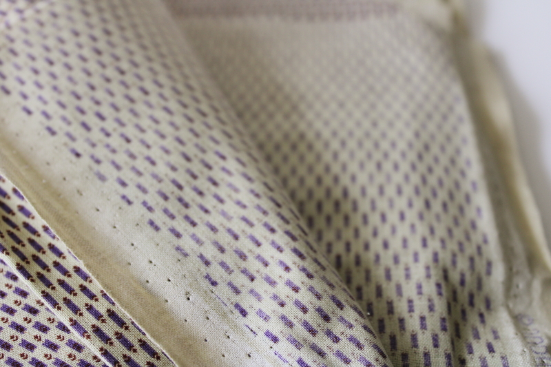 photo of vintage Marcus Bros cotton fabric, quilting weight tiny print purple & brown on tan #2