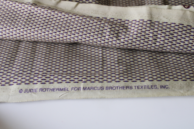 photo of vintage Marcus Bros cotton fabric, quilting weight tiny print purple & brown on tan #3