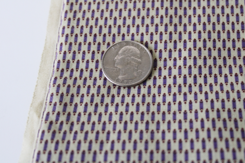 photo of vintage Marcus Bros cotton fabric, quilting weight tiny print purple & brown on tan #4
