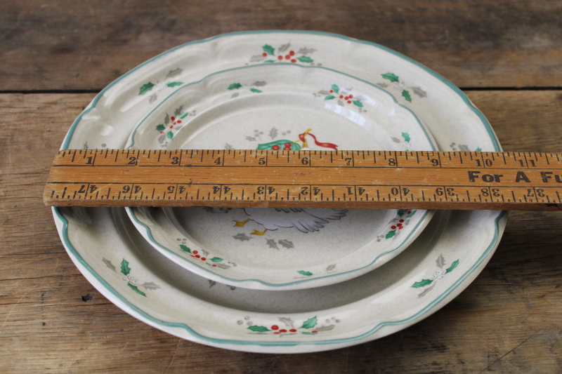 photo of vintage Marmalade Christmas goose pattern tiered tray plates, geese w/ red ribbons  #6