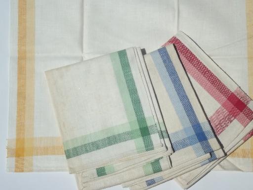 photo of vintage Martex kitchen dish towels, primary color checked cotton towel set #2