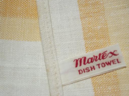 photo of vintage Martex kitchen dish towels, primary color checked cotton towel set #3