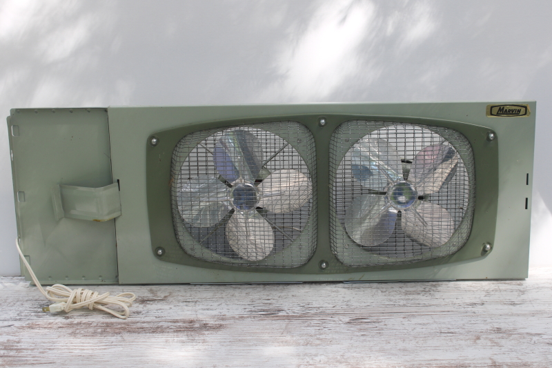 photo of vintage Marvin 282 window fan, sturdy metal frame w/ dual fans, working 3 position switch  #1