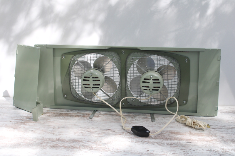 photo of vintage Marvin 282 window fan, sturdy metal frame w/ dual fans, working 3 position switch  #7