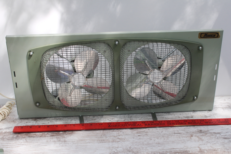 photo of vintage Marvin 282 window fan, sturdy metal frame w/ dual fans, working 3 position switch  #9