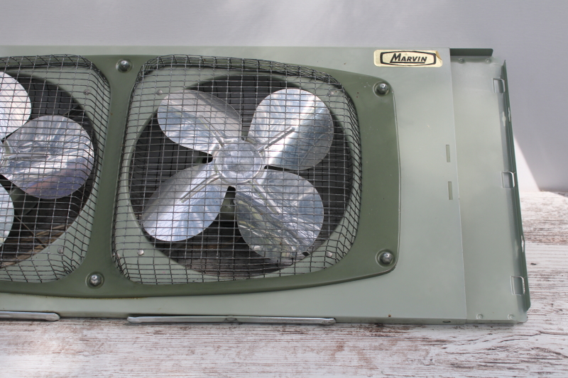 photo of vintage Marvin 282 window fan, sturdy metal frame w/ dual fans, working 3 position switch  #13
