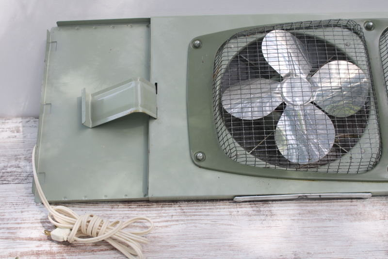 photo of vintage Marvin 282 window fan, sturdy metal frame w/ dual fans, working 3 position switch  #14