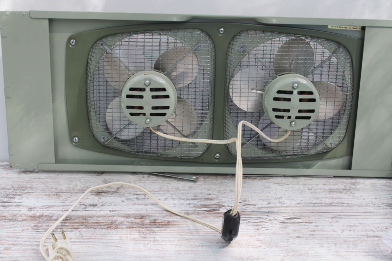 photo of vintage Marvin 282 window fan, sturdy metal frame w/ dual fans, working 3 position switch  #18