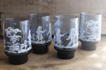 catalog photo of vintage Mary Gregory pattern Libbey drinking glasses, old fashioned tumblers