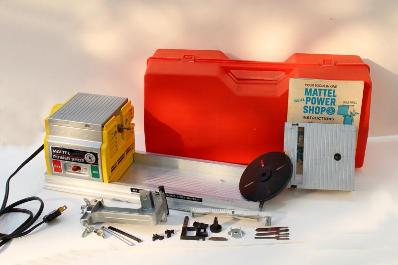 photo of vintage Mattel Power Shop parts unit with case, toy shopsmith woodworking power tools #11