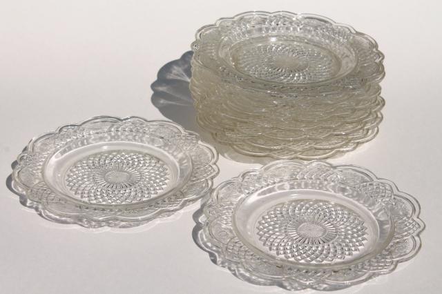 photo of vintage Mayfair Federal glass plates, clear depression glass small dessert plate set of 10 #1