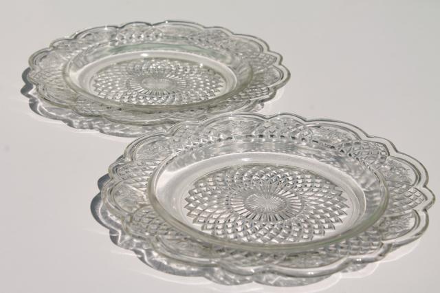 photo of vintage Mayfair Federal glass plates, clear depression glass small dessert plate set of 10 #3