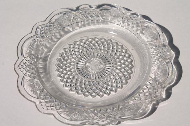 photo of vintage Mayfair Federal glass plates, clear depression glass small dessert plate set of 10 #7