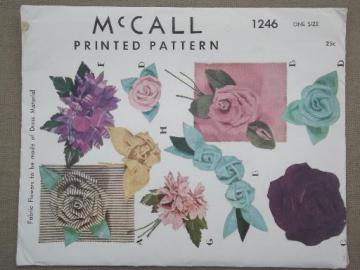 catalog photo of vintage McCalls sewing pattern, craft & sew fabric flowers for dresses, hats