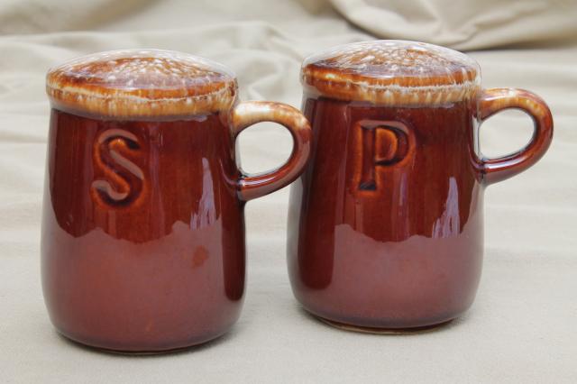 photo of vintage McCoy pottery brown drip glaze S&P salt & pepper shakers set #1