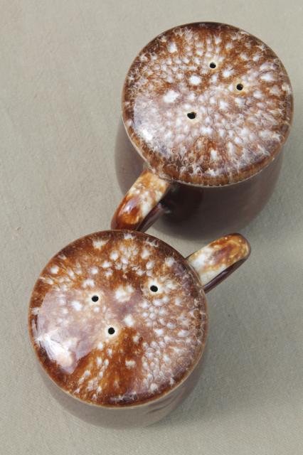 photo of vintage McCoy pottery brown drip glaze S&P salt & pepper shakers set #6