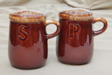 catalog photo of vintage McCoy pottery brown drip glaze S&P salt & pepper shakers set